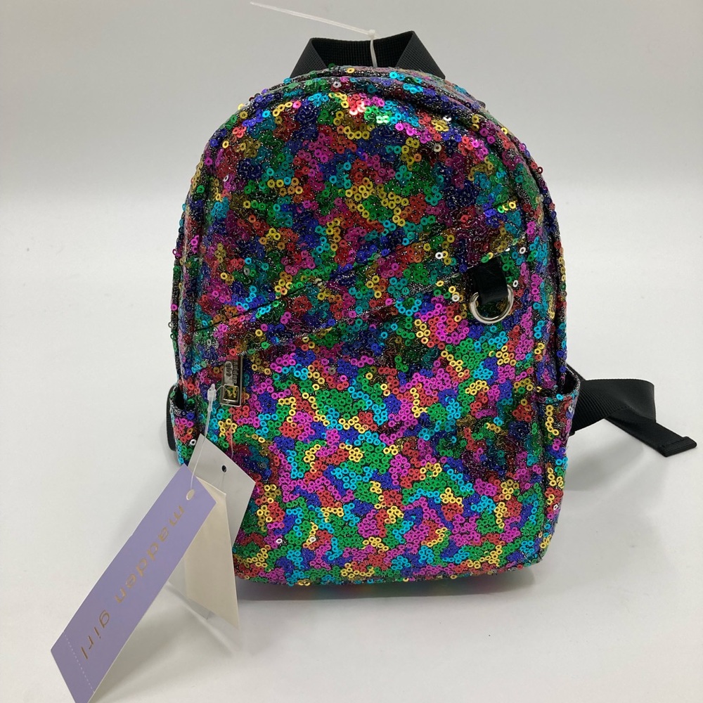 Madden Girl mini multicolored sequin backpack. Could use for Halloween.